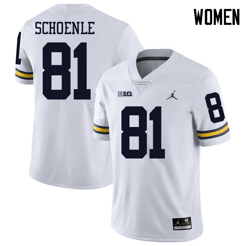 Jordan Brand Women #81 Nate Schoenle Michigan Wolverines College Football Jerseys Sale-White